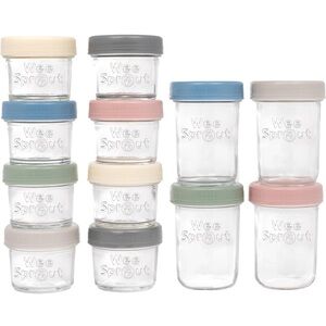 WeeSprout Glass Baby Food Storage Jars w/ Lids (4/8 oz, 12 Pack Set) NEW IN BOX